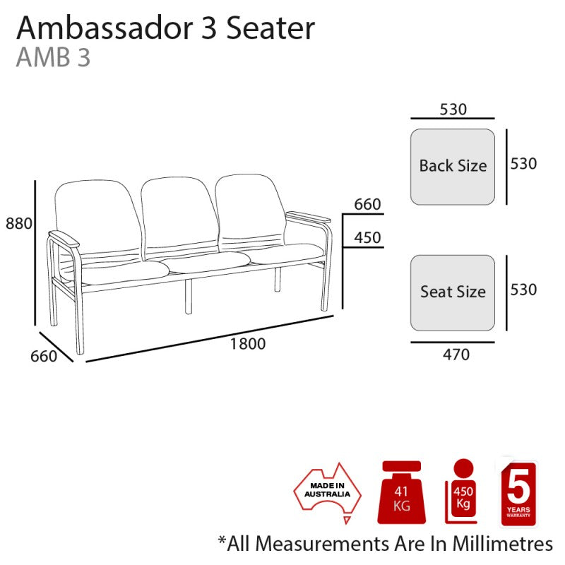 Ambassador 2 and 3 Seater With Solid Legs