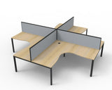 natural oak workstation 4 person