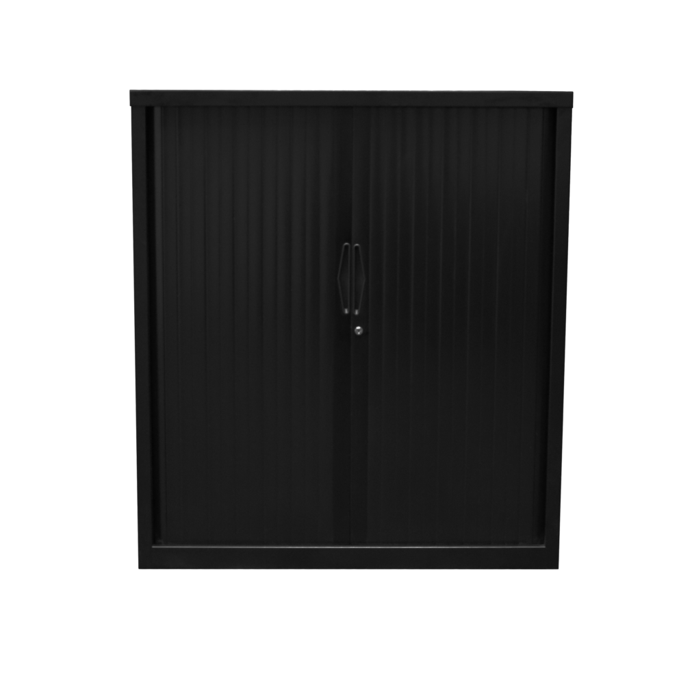 black tambour door cabinet