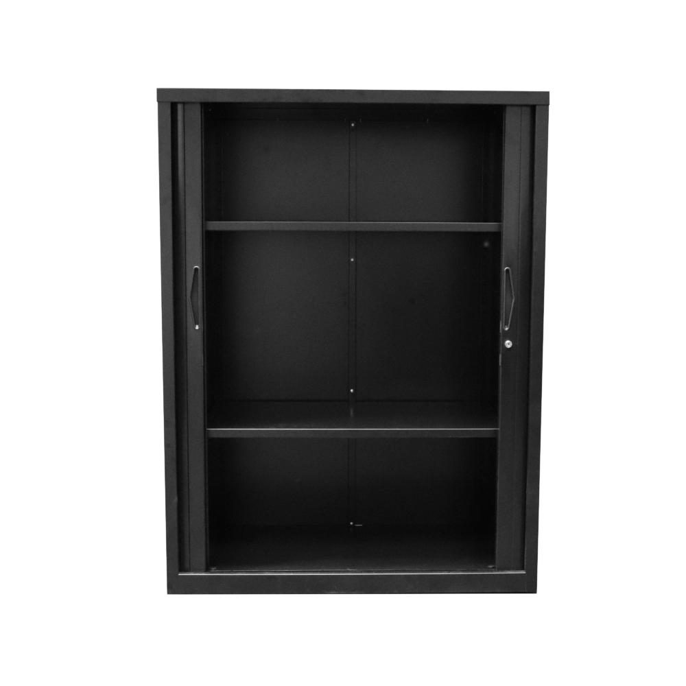 black tambour door cabinet