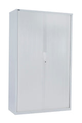 white tambour door cabinet