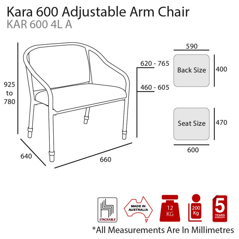 Kara 600 Adjustable Legs Chair