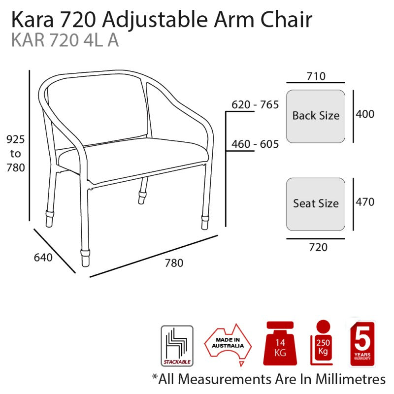 Kara 720 Adjustable Legs Chair