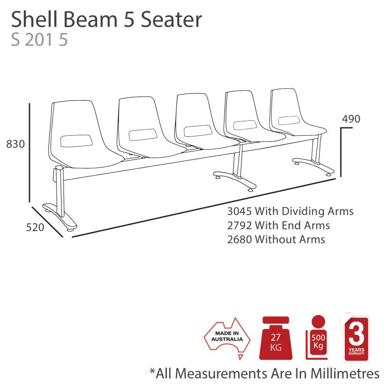 5 seater beam chair