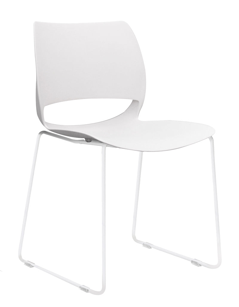 white frame visitor chair